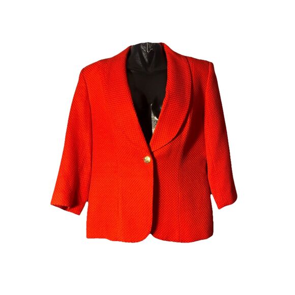 Bob Mackie Studio‎ Women's Jacket Size 14 Red 1 Button Blazer - Picture 2 of 5